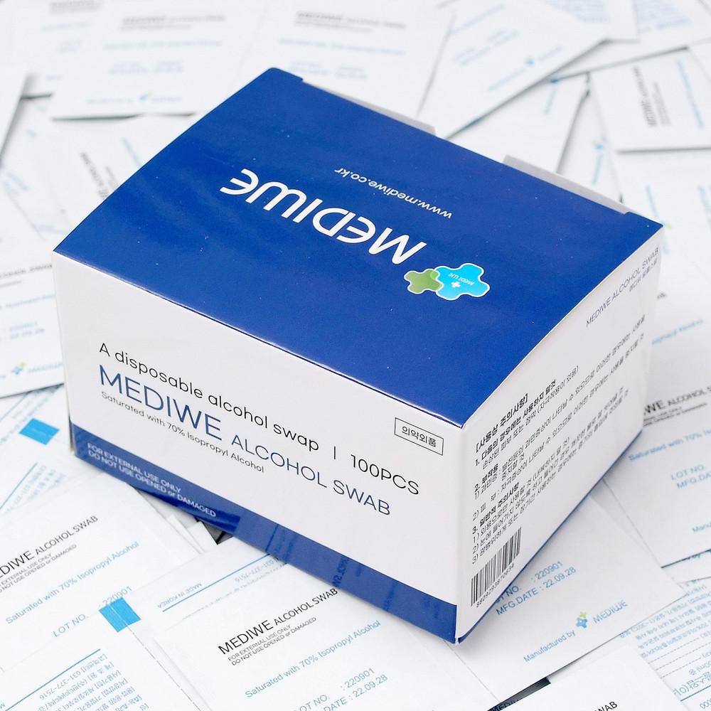 메디위 일회용 알콜스왑 약국 알콜솜 신생아배꼽소독 100매 : 메디위