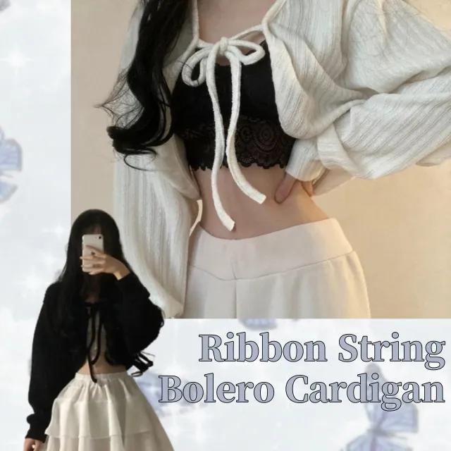 [무채색룩/휘뚜루마뚜루] 리본끈 볼레로 가디건