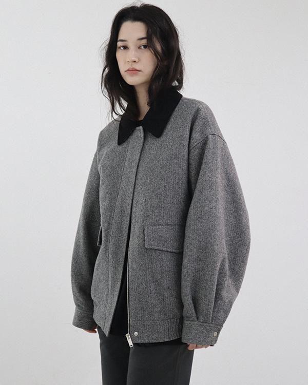 [RECSTUDIO] HERRINGBONE WOOL JUMPER_GREY