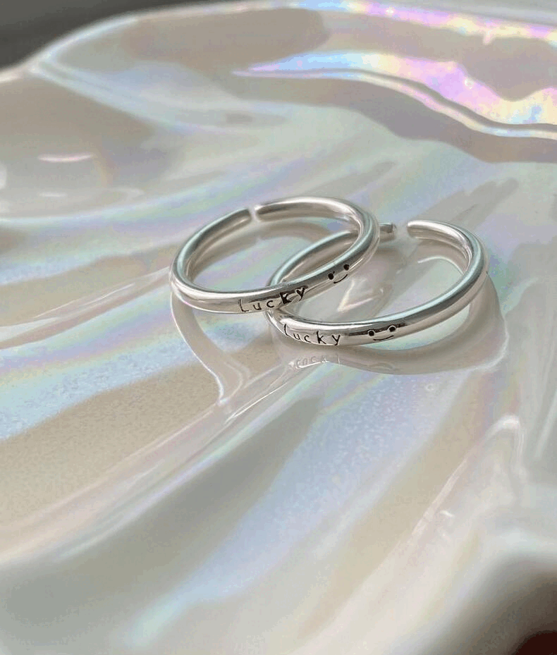 ✨실버925 럭키 스마일반지 실반지 데일리 오픈링 은반지  우정반지 2mm 커플링