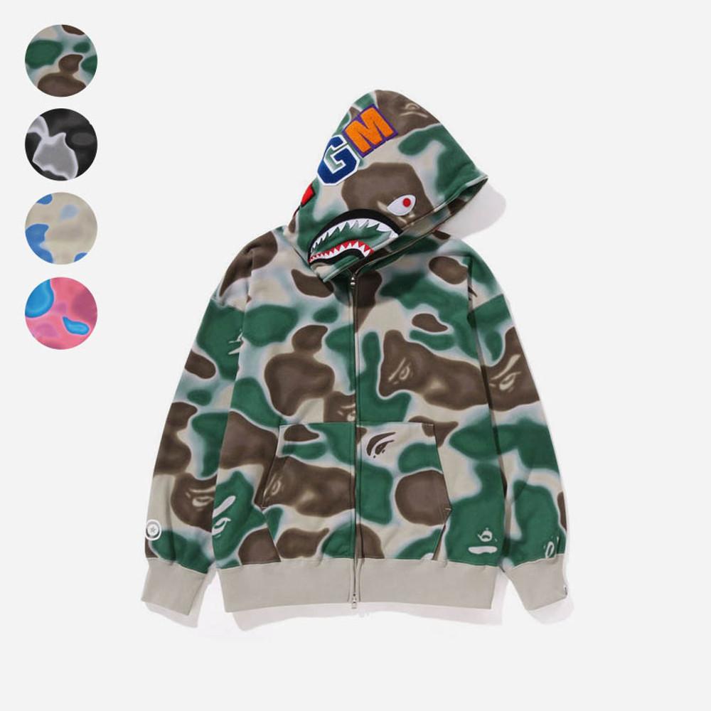 [관세없음] 베이프 리퀴드 카모 샤크 릴렉스 핏 풀 후드 집업