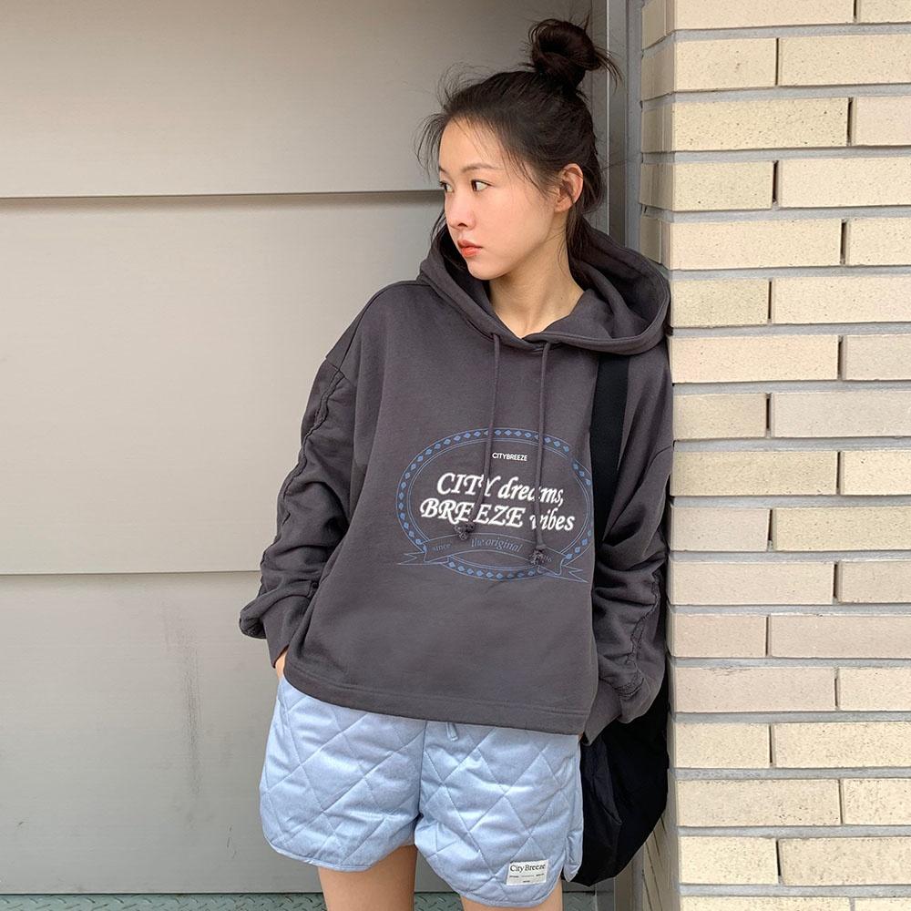 브리즈 그래픽 크롭 후디_CHARCOAL