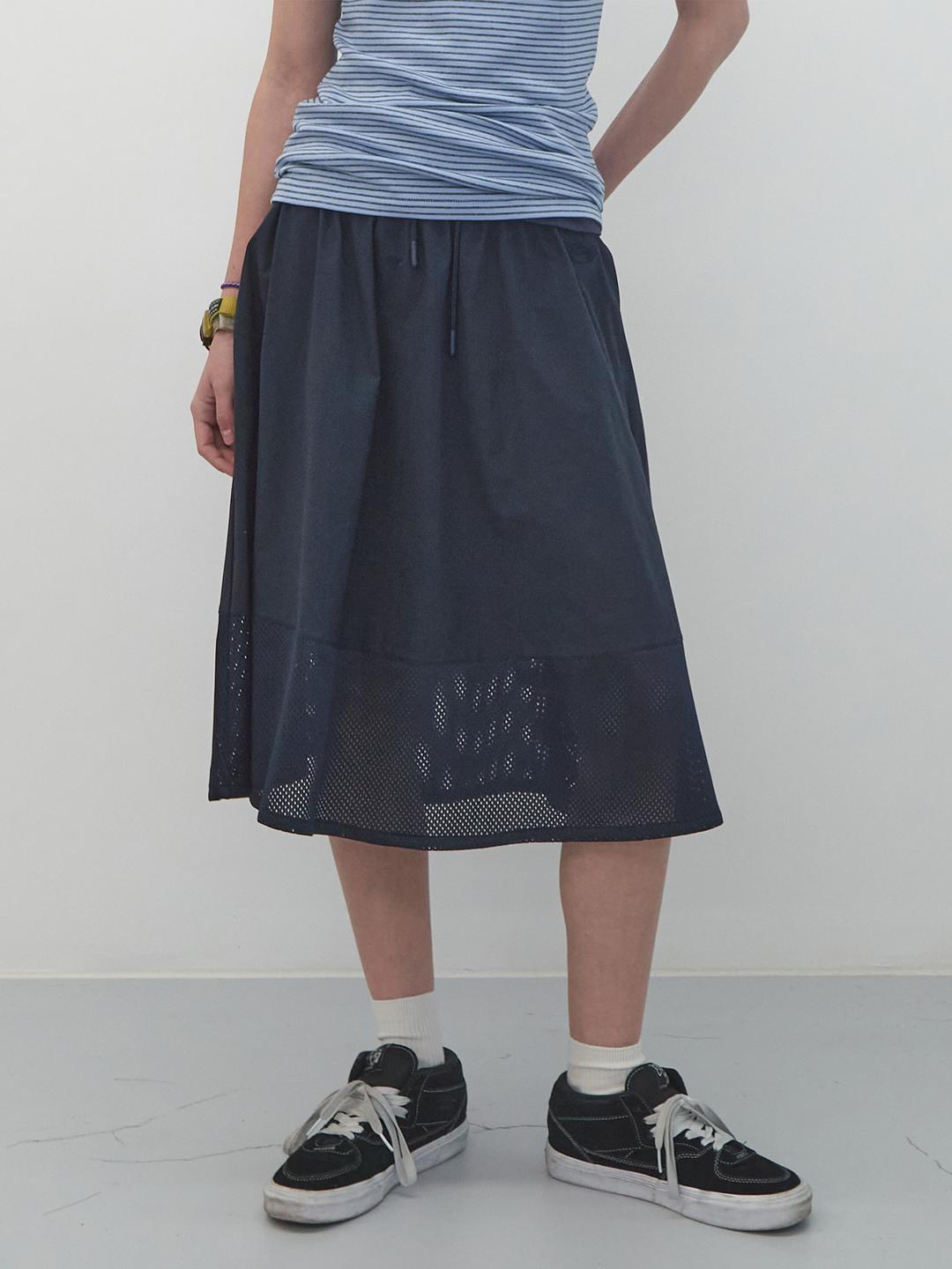 매쉬 패널 스커트 (Navy)