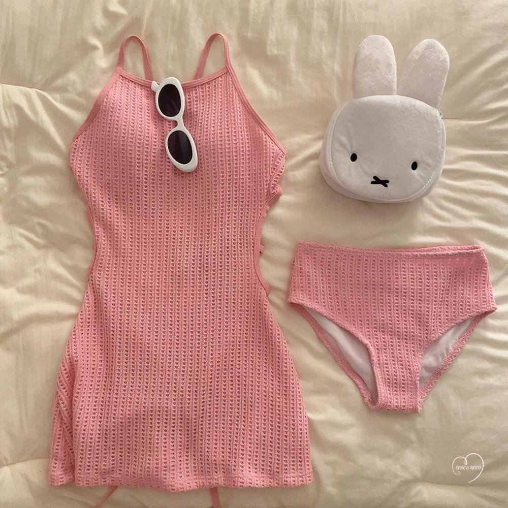 [M~XL]캔디봉봉 홀터넥 원피스수영복 팬티 세트[수영복/바캉스/빅사이즈/호캉스/워터밤/흠뻑쇼/페스티벌/비치웨어]