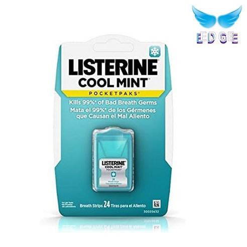 [엣지] 리스테린 쿨민트 후레쉬 버스트 포켓팩 휴대용 필름 브레스 스트립 구강청결제 입냄새 구취 제거제, 24L, 1개