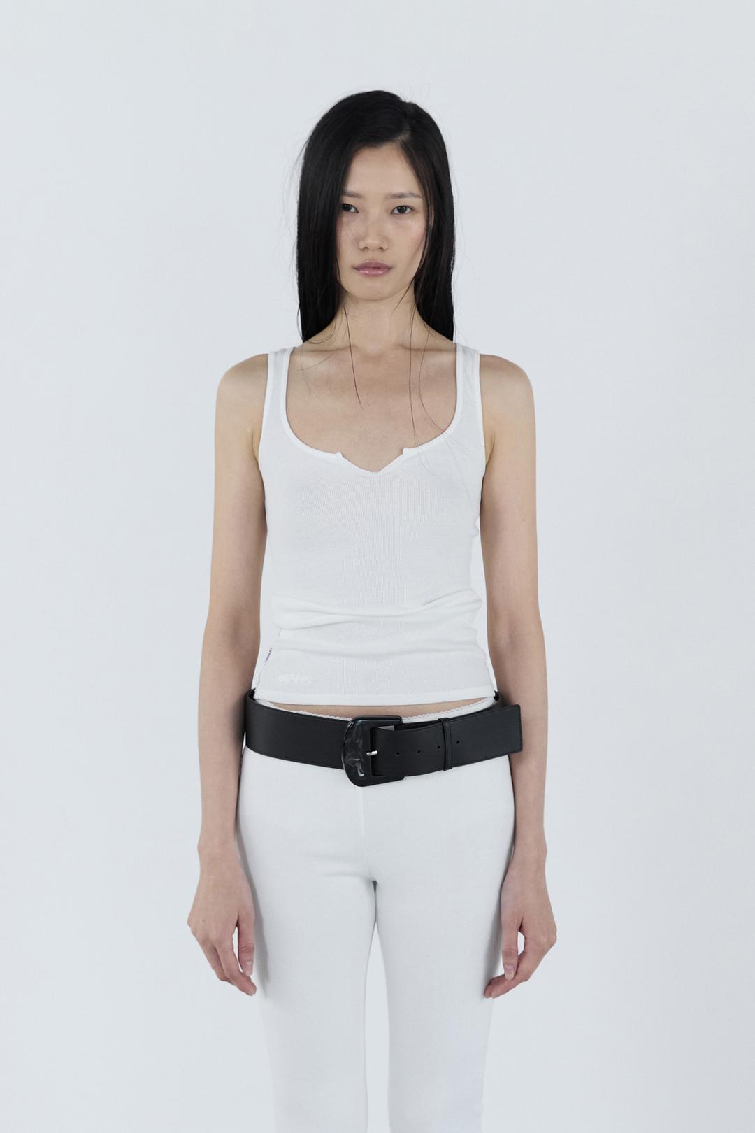V-Slit Sleeveless _ White