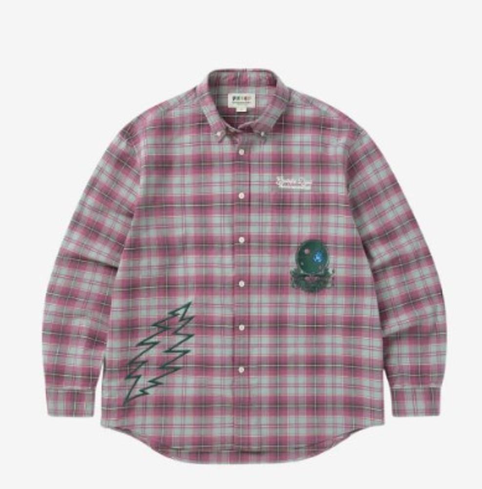 [디스이즈네버댓 셔츠] 디스이즈네버댓 x 그레이트풀 데드 라이트닝 베어 플레이드 셔츠 플럼 GD231WSHTL01PUM
