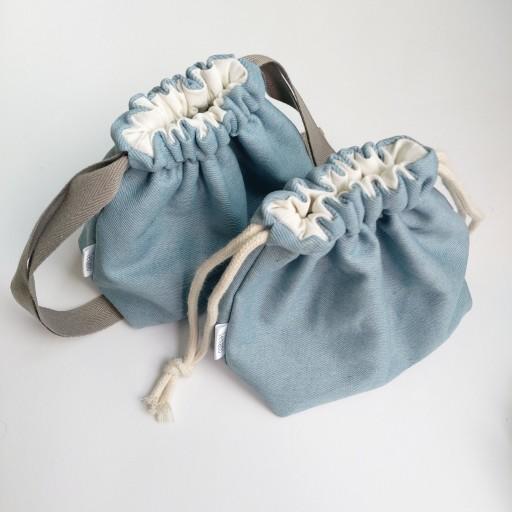 커스텀라벨 | 코코 연하늘 데님 스트링 파우치