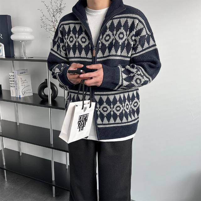 다이아 반폴라 투웨이 니트 집업(2color)