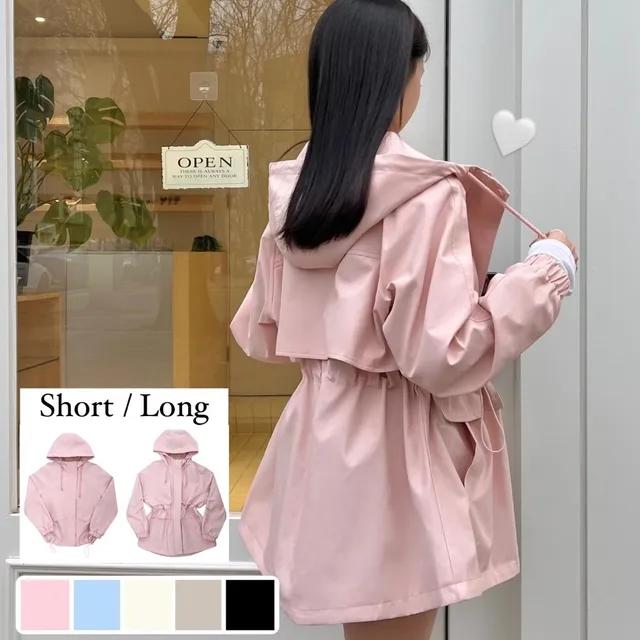 [숏or롱/MADE🧵] [1:1스팀] *전컬러당일배송* 블라썸 스트링 후드 야상 점퍼 (5color) 간절기 봄자켓 봄야상 봄트렌치 하프트렌치 크롭야상 장마철 바람막이