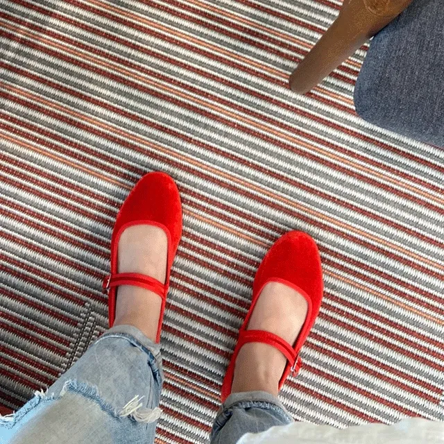 w275030bp 7칼라 벨벳 말랑 스트랩 메리제인 플랫슈즈 1cm