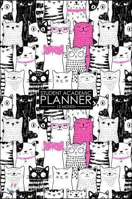 12 Month Student Academic Planner: Crazy Cats 12-Month Study Calendar Helps Elementary, High School and College Students Prioritize and Manage Homewor - 예스24
