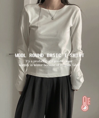[1+1/양기모/비침없는] 소프트 라운드 기모 여리핏 기본 이너 티셔츠