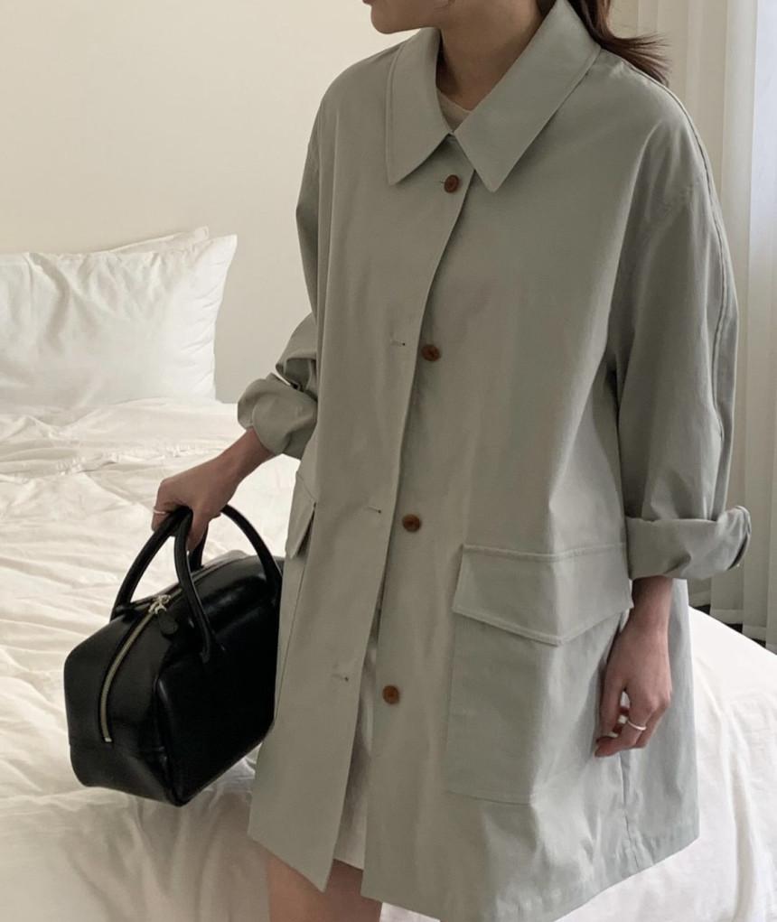 [AMYGRACE] 에이미그레이스 베니스 트렌치 코트 싱글 카라 하프 자켓 (2color)