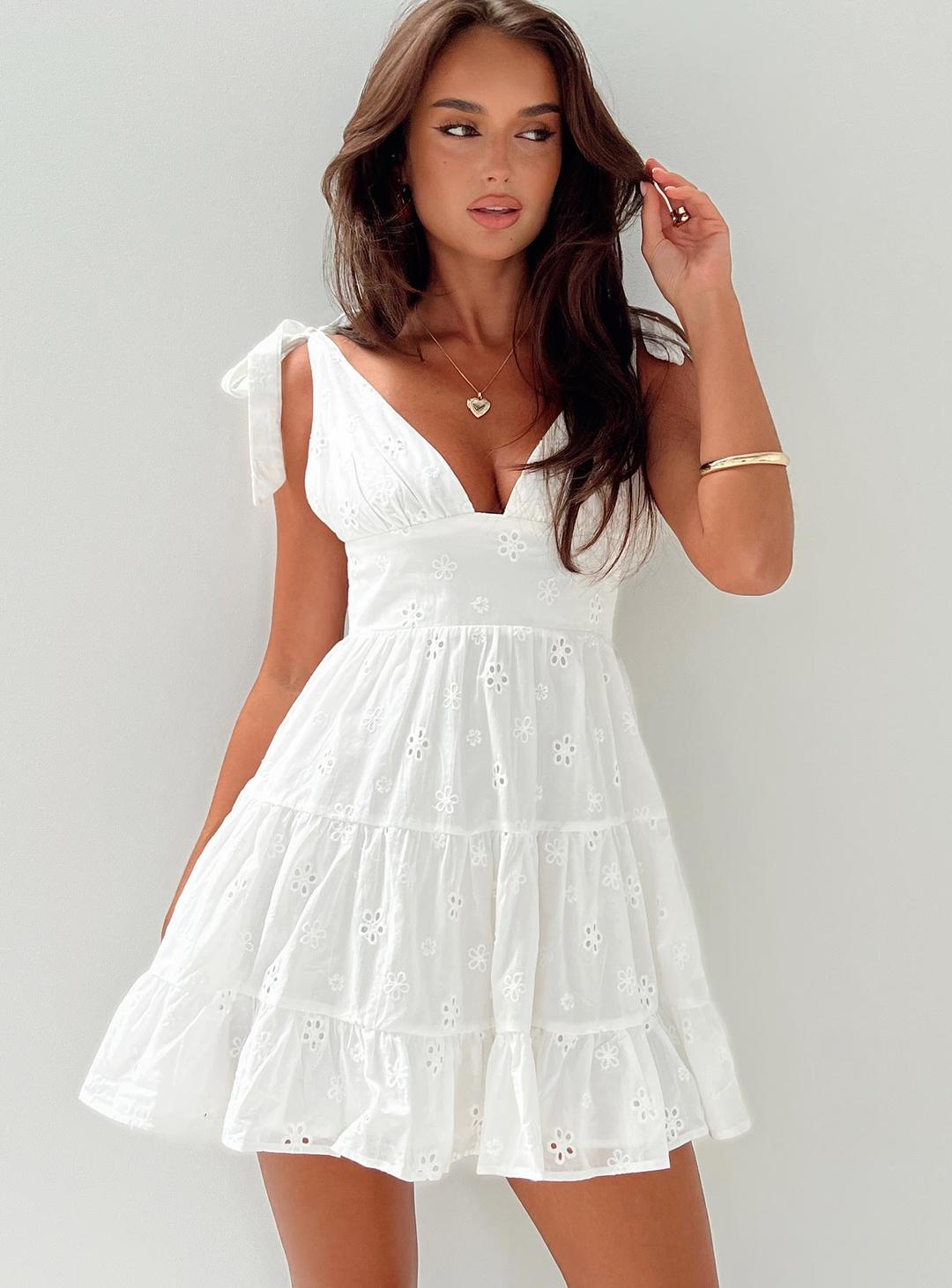 Galvis Mini Dress White - US 0 / White