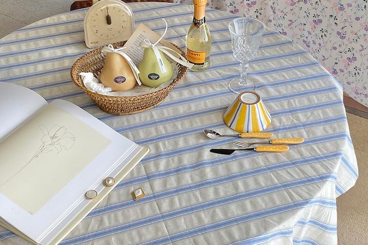 스트라이프 린넨 테이블보 식탁보 -2colors 3size