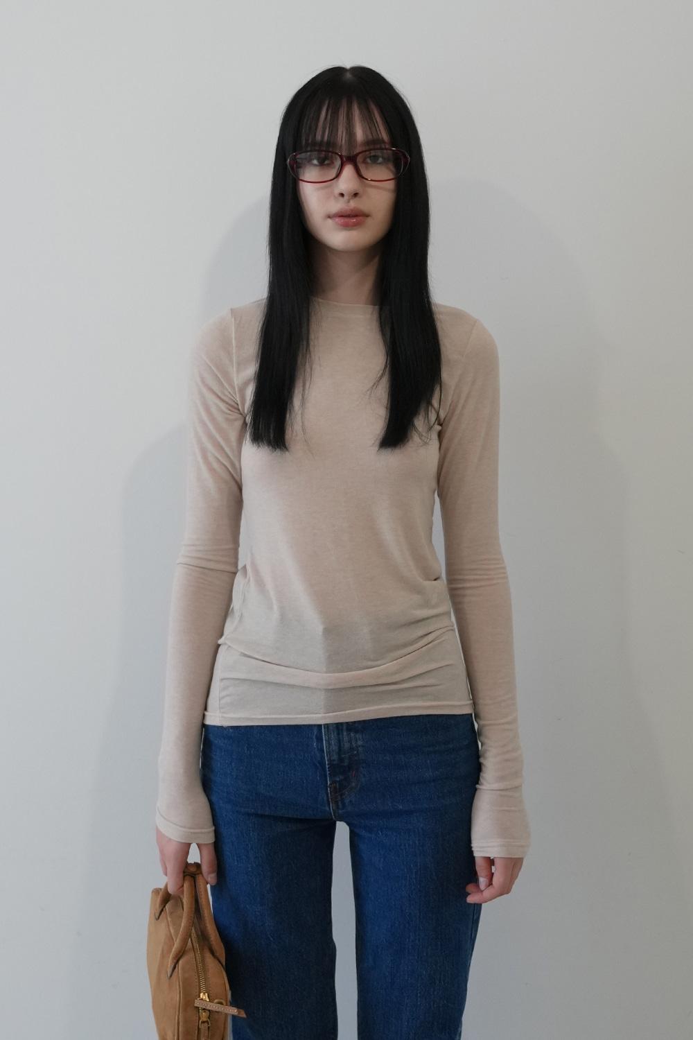 PEINTURE Logo Wool Long Sleeve T-shirt-Beige