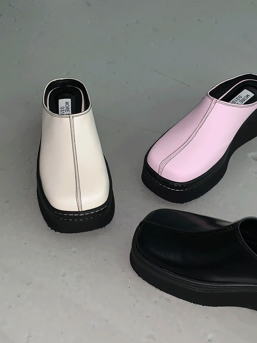 [6cm] 스티치 통굽 뮬 블로퍼