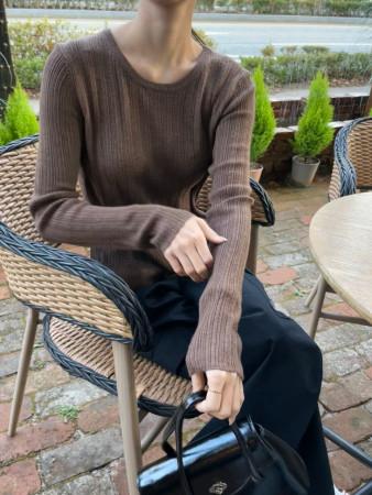 이런 상품 어때요? 루지 골지 라운드넥 긴팔 이너 가을 여성 니트 티셔츠