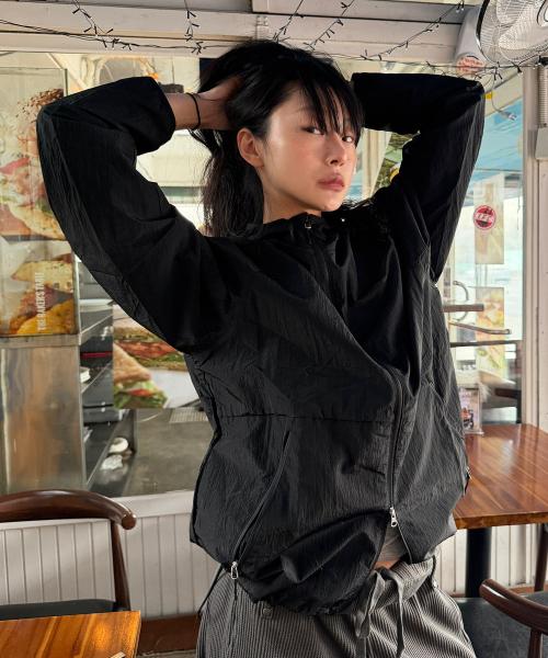 카도 립스탑 패커블 윈드브레이커 Black