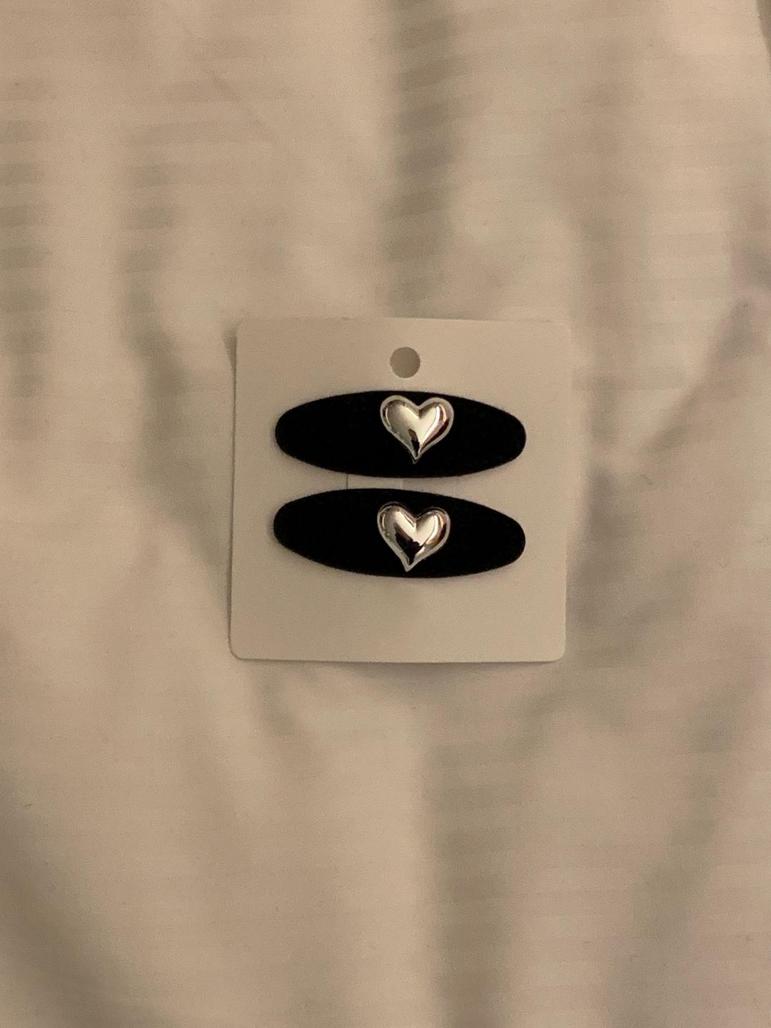 실버 하트 벨벳 미니핀 세트