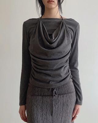 drape halter layered tee (3color)