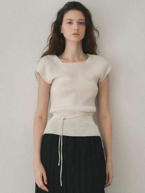 ribbed cap sleeveless knit top (cream)
