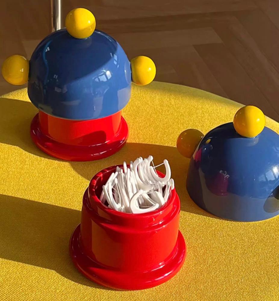 삼색 귀여운 면봉 치실 이쑤시개 수납통