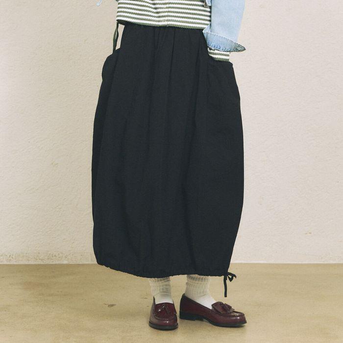 W RIBBON BALLOON SKIRT [BLACK]