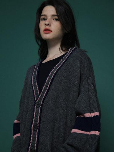 [워너원 박지훈착용] 와이케이 컬러블록 가디건_그레이