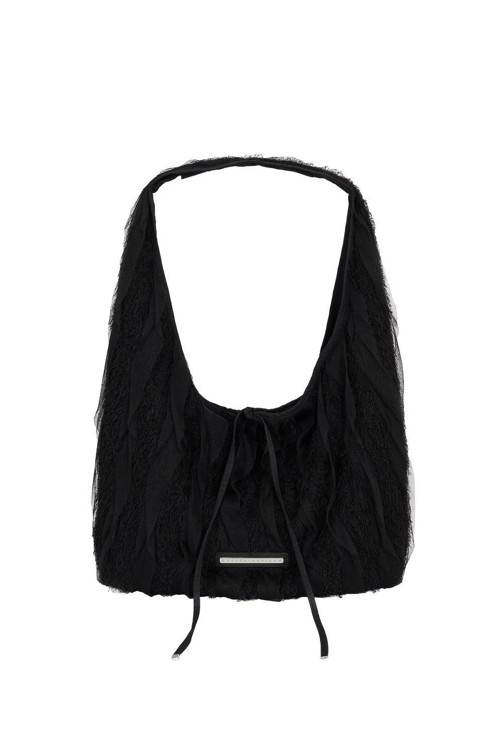 Fray Lace Double Layered Bag [ Black ]
