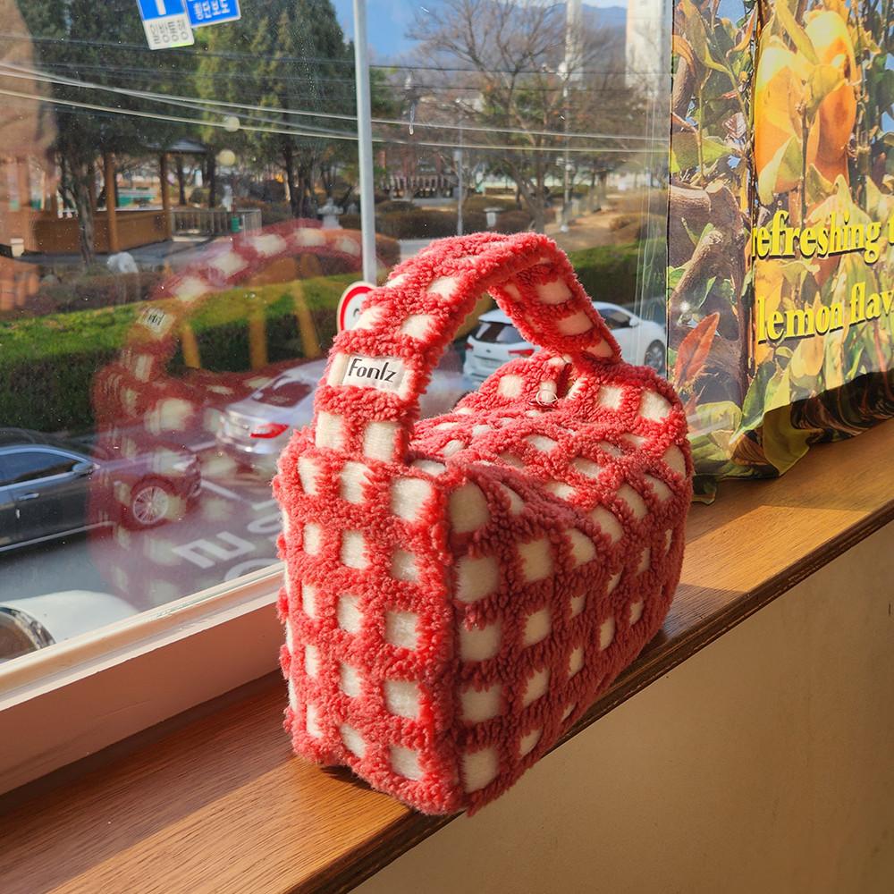 [fonlz 폰즈] 체크 뽀글이가방 캔디백