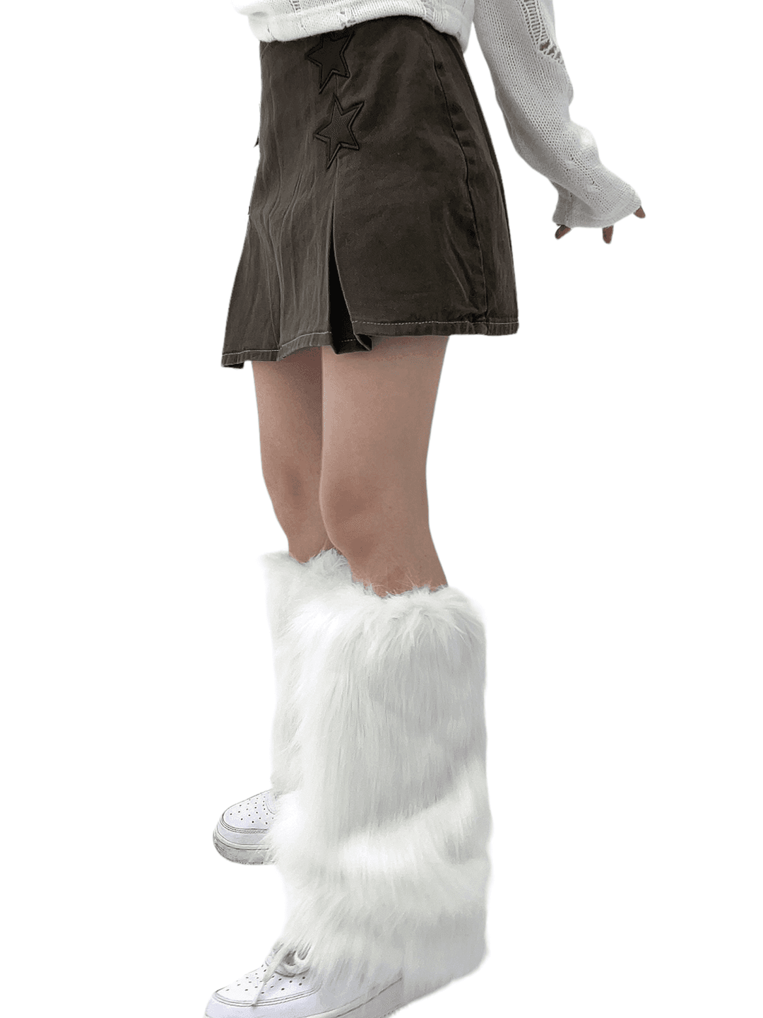 y2k fluffy fur leg warmer