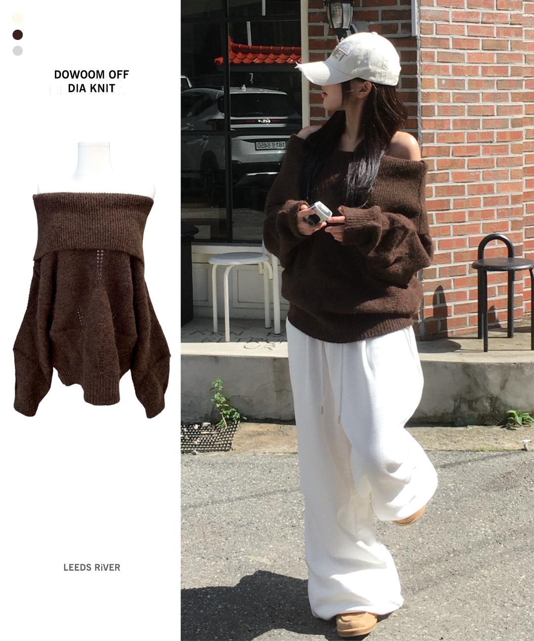 리즈리버 [*코디추천💭] 도운 오프 다이아 니트 nt - 3color