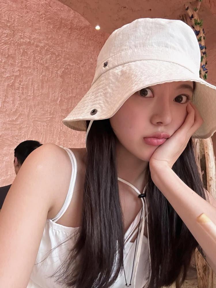 바스락 사파리 끈 버킷햇 벙거지 스트링 모자 여성 여름 모자 (캠핑,등산,낚시,트래킹 모자)