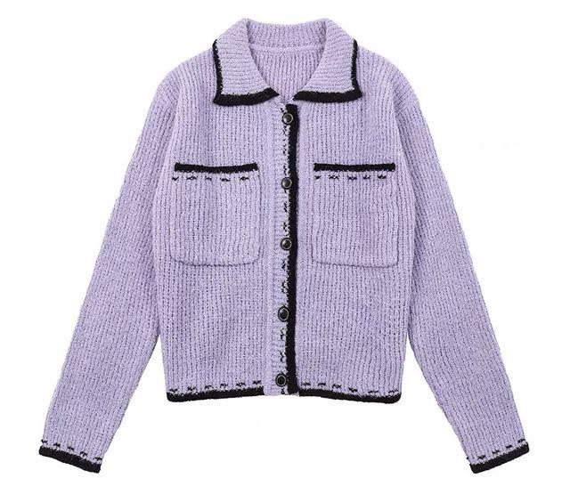 라펠 싱글 브레스티드 스웨터 가디건