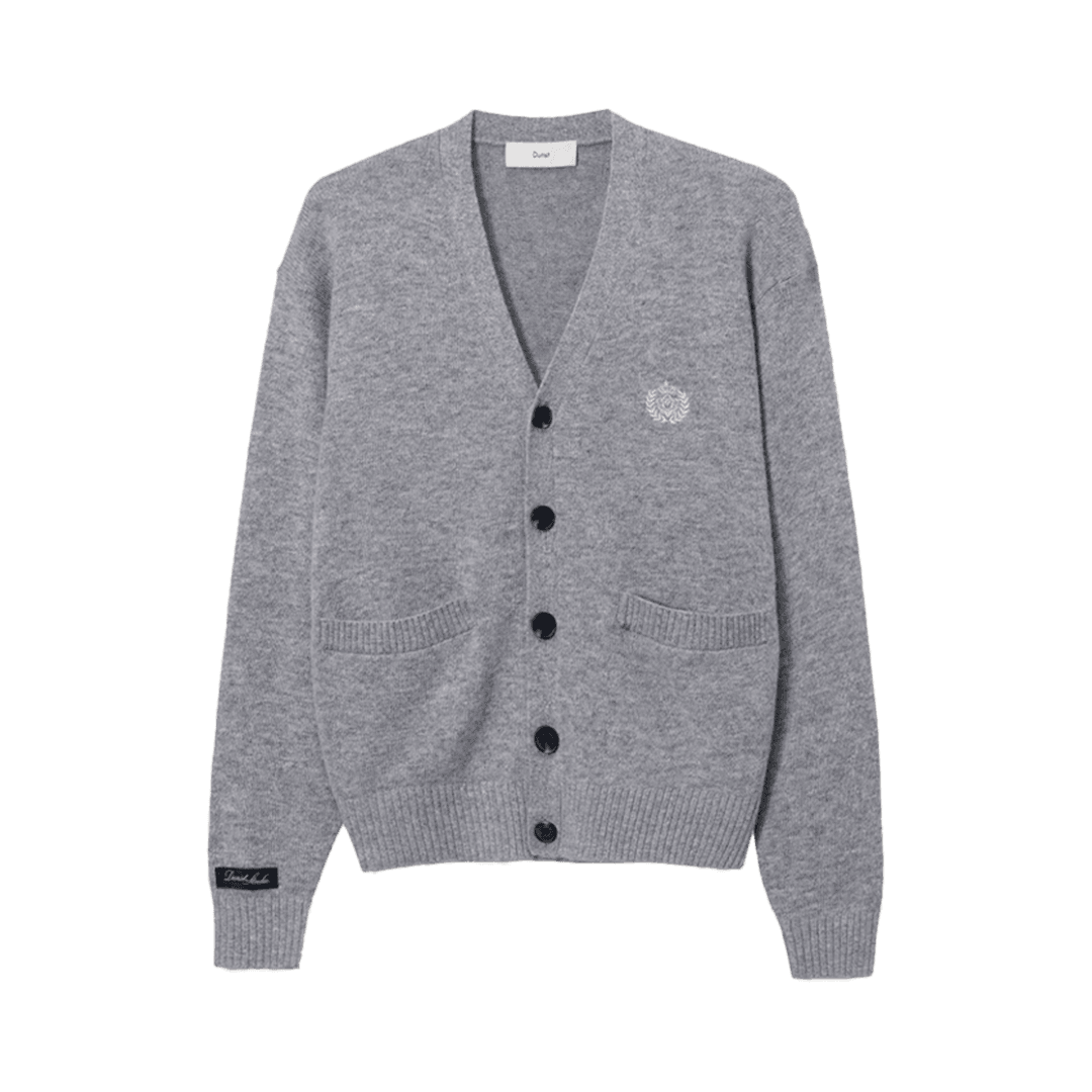 Dunst Unisex Essential Logo Knit Cardigan Melange Grey