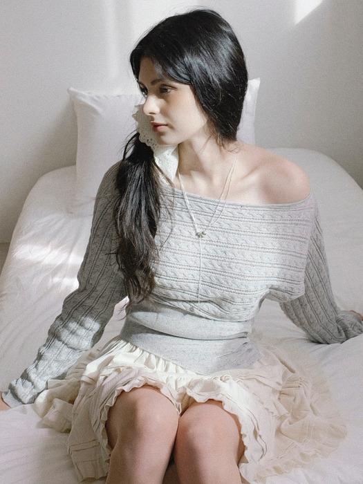 [BEST/MD추천]허리 버튼 셔링 포인트 오프숄더 러블리 니트 상의 2colors