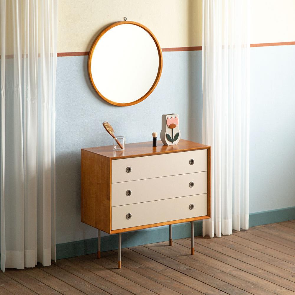 [장미맨숀] 마르틴 원목 3단 서랍장+원형거울