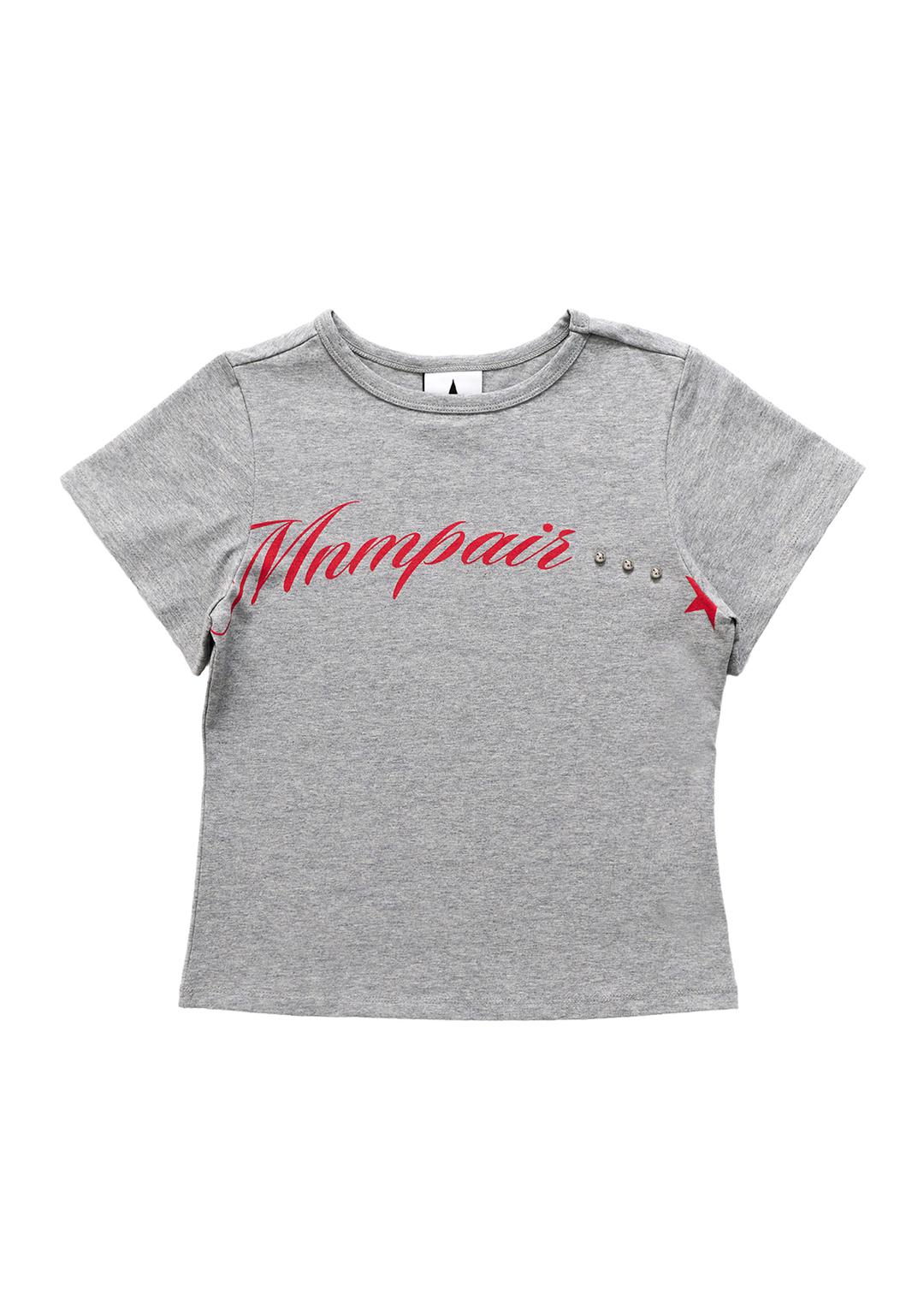 Lettering Crop Tee Grey