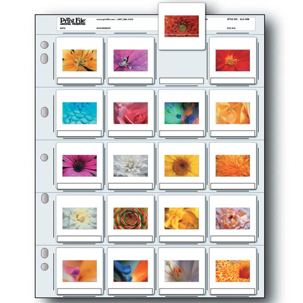 프린트파일 2X2-20B(25) / 35mm 슬라이드 마운트 파일속지 (중성비닐/투명 25매) PrintFile
