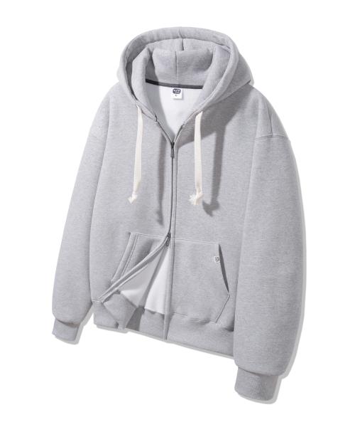 [더블코튼/기모] 무지 오버핏 투웨이 후드 집업 AZH863 (4 COLOR)