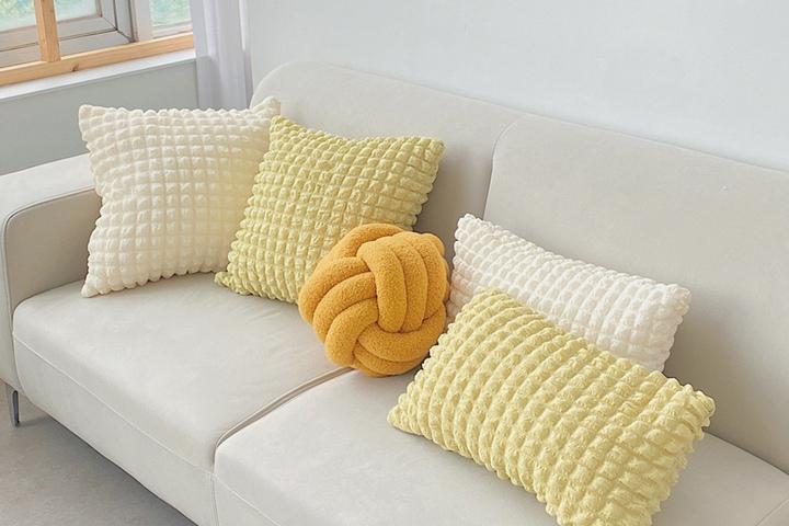 옐로우 크림 노랑 구름 쿠션 커버 4color 2size_봄 여름 거실 침실 쇼파 인테리어