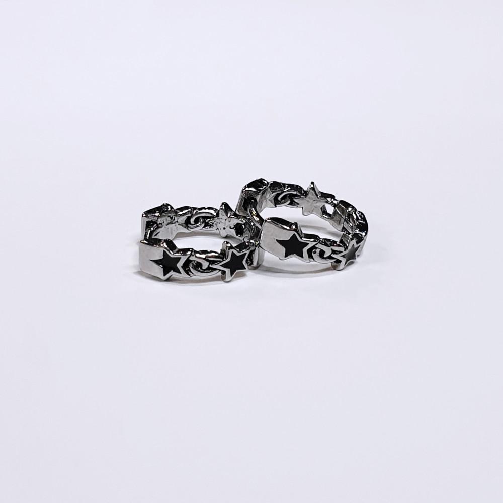 블랙 스타 써지컬스틸 별 원터치 링