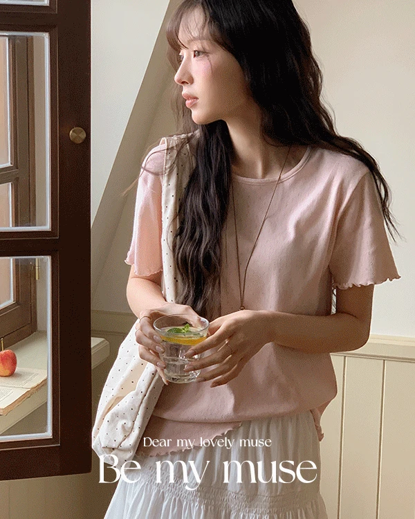 [MADE/반팔&긴팔]라일락 펀칭 러플 티셔츠