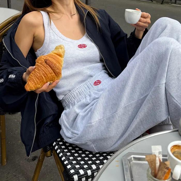 Track Logo Reversible Waffle Sleeveless_White Melange