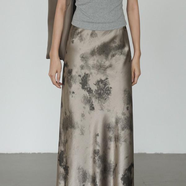Smoke Satin Long Skirt