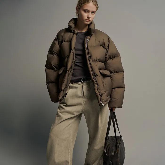 구스 다운 버튼 푸퍼_brown