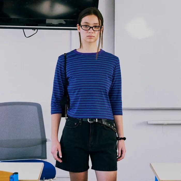 Lc STRIPED 3/4 T-SHIRT_PURPLE_LC252TS20PP