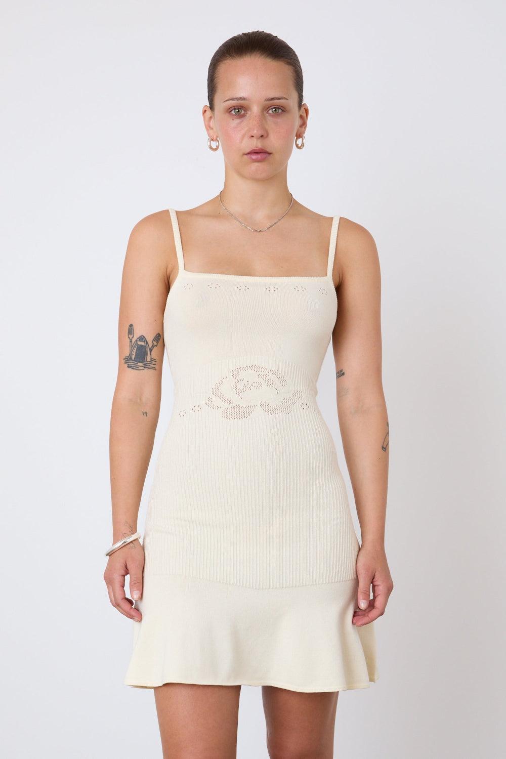 The Marie Knit Mini Dress, Cream - Cream / XS